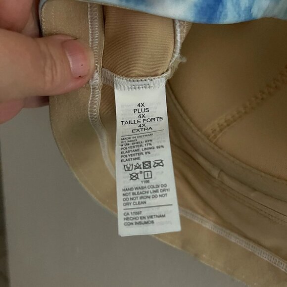 Old Navy Blue Stars Tie Dye Long Line Underwire Bralette Swim Top/Size 4XL PLUS - Picture 3 of 3